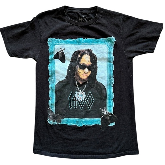 buub Other - Black Graphic Tee with Blue Frame Design